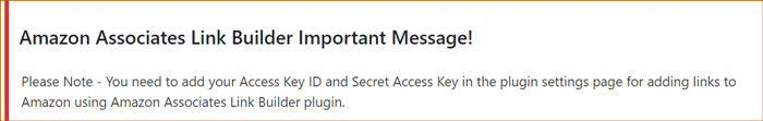 Activate Amazon Link Builder Plugin Add Access And Secret Access Keys