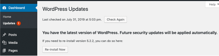 Install Wordpress Updates From Dashboard