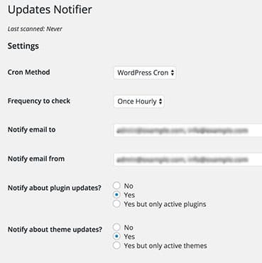 Wp Updates Notifier Plugin Setting Page